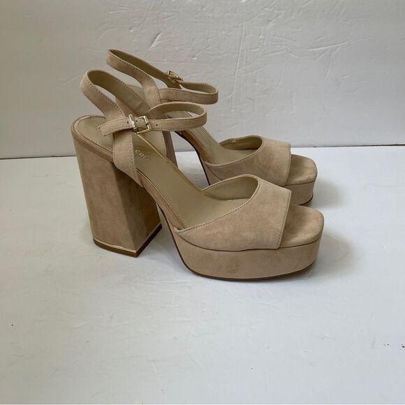 NEW WITHOUT TAGS KENNETH COLE DOLLY LEATHER SANDALS WITH BLOCK HEEL - Picture 1 of 7